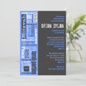 MITZVAH WORDS GEZEGDEN Bar Bat Uitnodiging (Staand voorkant)