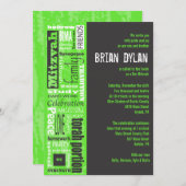 MITZVAH WORDS GEZEGDEN Bar Bat Uitnodiging (Voorkant / Achterkant)