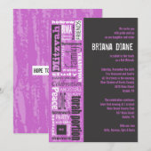 MITZVAH WORDS GEZEGDEN Bar Bat Uitnodiging (Voorkant / Achterkant)