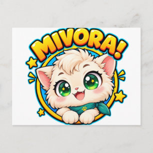 Mivora Schattige Animekat met Fonkelende Sterren Briefkaart