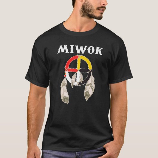 Miwok Nation Indian Tribes Medicine Wheel Symbool T-shirt (Voorkant)