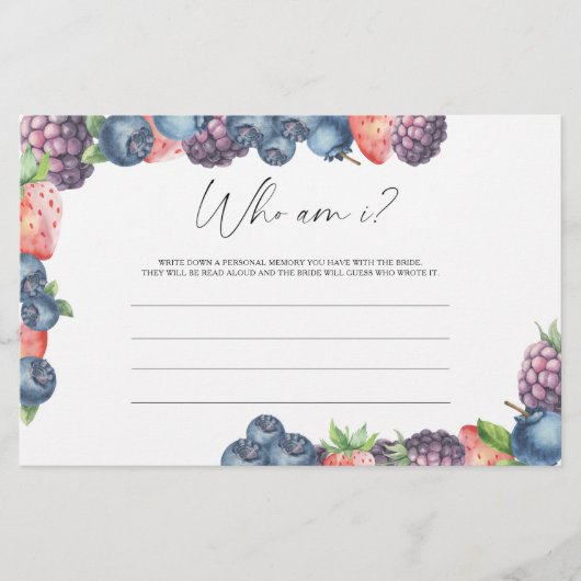 Mix berries - Wie ben ik vrijgezellenfeest spel Briefpapier (Voorkant)