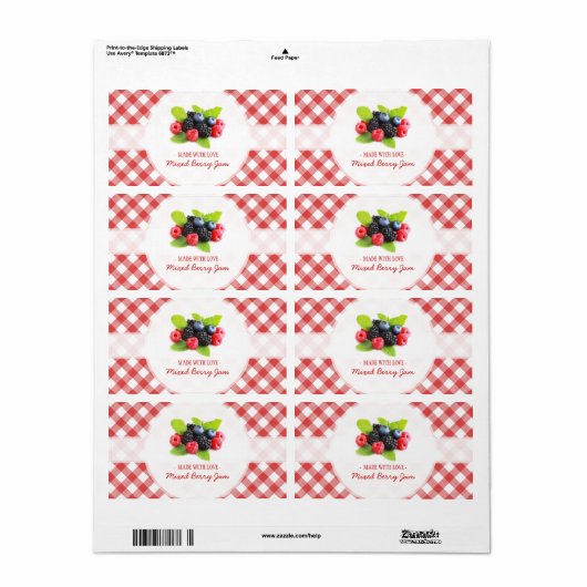 Mix Berry Jam Red Fruits Etiket (Full Sheet)