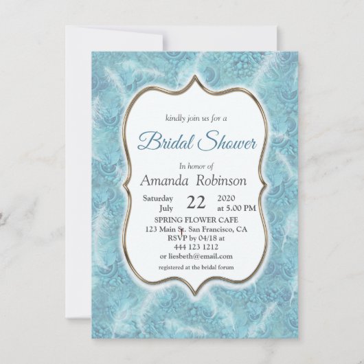 Mix Blue Pattern, Feathers & Gold lijst Kaart (Voorkant)