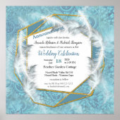 Mix Blue Pattern, Feathers & Gold lijst Poster (Voorkant)