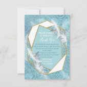 Mix Blue Pattern, Feathers & Gold lijst RSVP Kaartje (Voorkant)