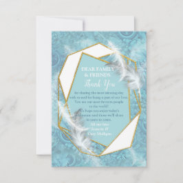 Mix Blue Pattern, Feathers & Gold lijst RSVP Kaartje