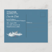 Mix Blue Pattern, Feathers & White Lace Aankondigingskaart (Achterkant)