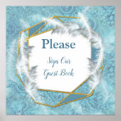 Mix Blue Pattern, Feathers & White Lace Poster (Voorkant)