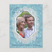 Mix Blue Pattern Repeats & White Lace Aankondigingskaart (Voorkant)