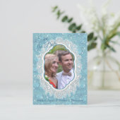 Mix Blue Pattern Repeats & White Lace Aankondigingskaart (Staand voorkant)