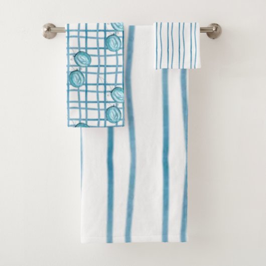 "Mix en Match Blue & White Design" Badhanddoekset Bad Handdoek (Insitu)