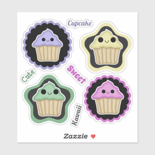 Mix en Match Kawaii Cupcakes Sticker (Vel)