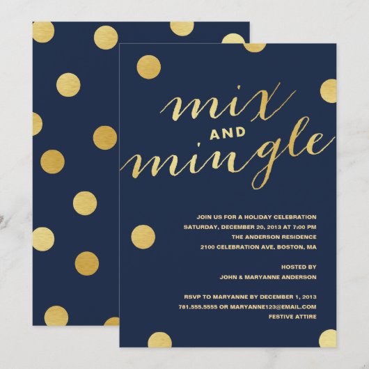 MIX- en MINGLE GOLD-STIPPEN | VERZOEK VAN DE PARTI Kaart (Voorkant / Achterkant)