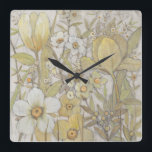 Mix Floral Vierkante Klok<br><div class="desc">Meng Floral II door Tim OToole. Een verscheidenheid aan gele en neutrale kleurenbloemen.</div>