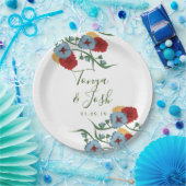 Mix Flowers Mexican Folk Botanical  Floral Papieren Bordje (Feest)