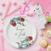 Mix Flowers Mexican Folk Botanical  Floral Papieren Bordje (Feest)