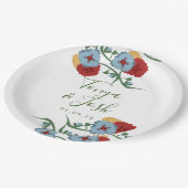 Mix Flowers Mexican Folk Botanical  Floral Papieren Bordje (Gekanteld)