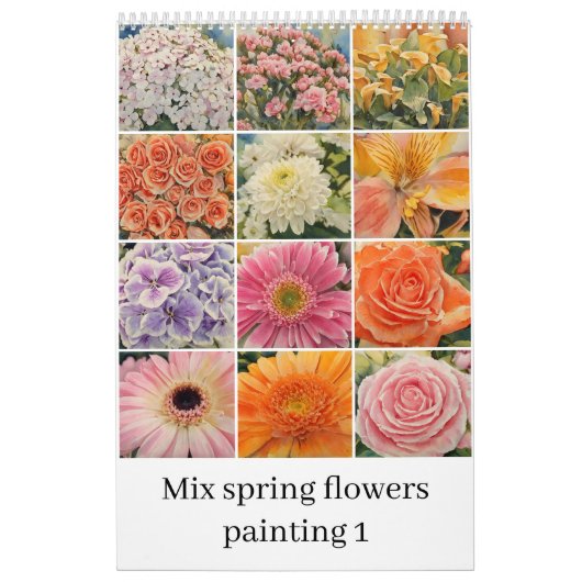 Mix lentebloemen waterverf schilderij 1 kalender (Hoes)