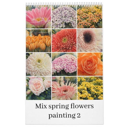 Mix lentebloemen waterverf schilderij 2 kalender (Hoes)