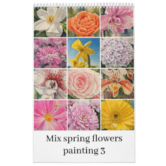 Mix lentebloemen waterverf schilderij 3 kalender