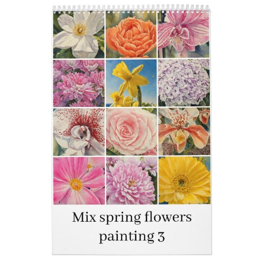 Mix lentebloemen waterverf schilderij 3 kalender (Hoes)