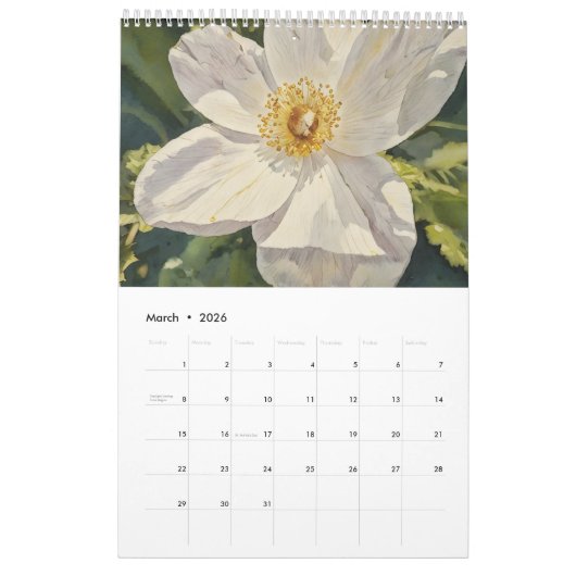 Mix lentebloemen waterverf schilderij 3 kalender (Mar 2026)