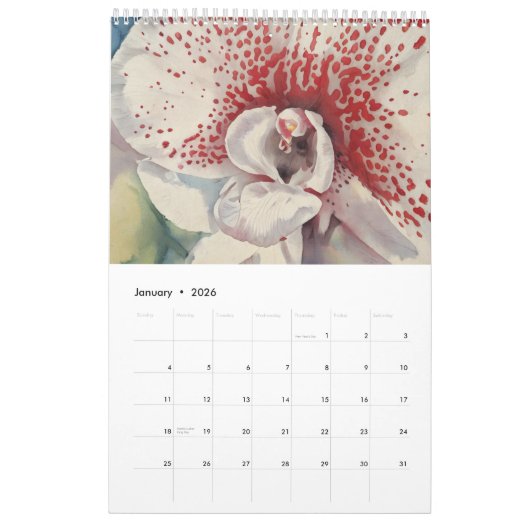Mix lentebloemen waterverf schilderij 3 kalender (Jan 2026)