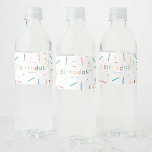 Mix + Match kaarsen Moderne verjaardag Waterfles Etiket (Flessen)