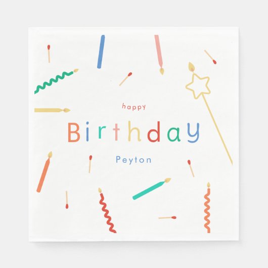 Mix + Match kaarsen & wedstrijden verjaardag Servet (Voorkant)