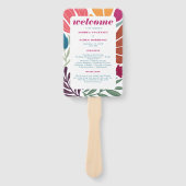 Mix & Match Retro Abstract Bloemen Trouwprogramma Handwaaier (Voorkant)