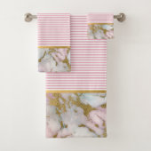 MIX N MATCH MARBLE STRIPE PINK BATHROOM TOWEL SET BAD HANDDOEK (Insitu)