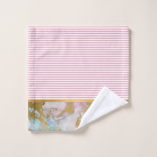 MIX N MATCH MARBLE STRIPE PINK BATHROOM TOWEL SET BAD HANDDOEK (Wasdoekje)
