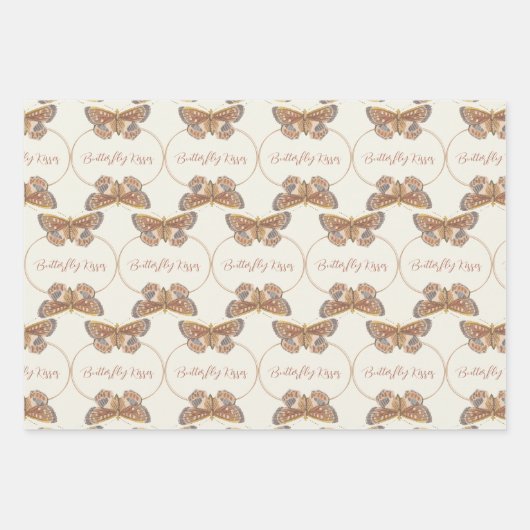 Mix n Match Vlinder Kisses Baby shower Inpakpapier Vel (Voorkant)