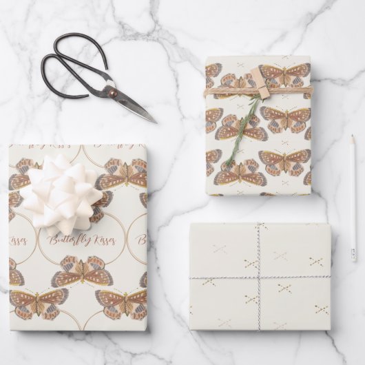 Mix n Match Vlinder Kisses Baby shower Inpakpapier Vel (Voorkant)