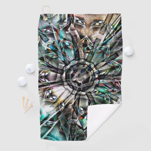 Mix of silhouette & graphic art with trippy pinch golfhanddoek (Insitu)