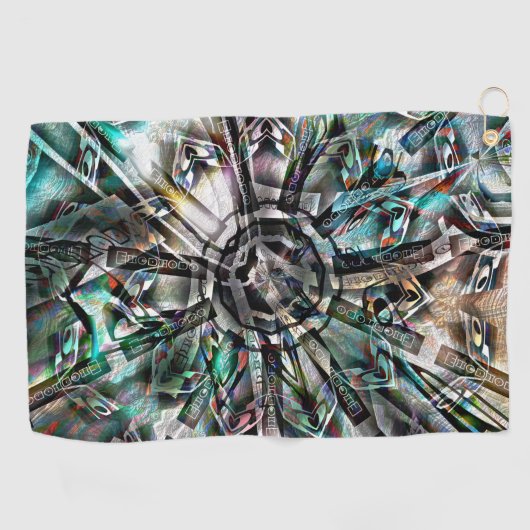 Mix of silhouette & graphic art with trippy pinch golfhanddoek (Horizontaal)