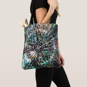 Mix of silhouette & graphic art with trippy pinch tote bag
