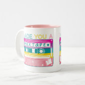 Mix Tape Retro 80s Cassette  Tech Nostalgie Tweekleurige Koffiemok (Voorkant links)