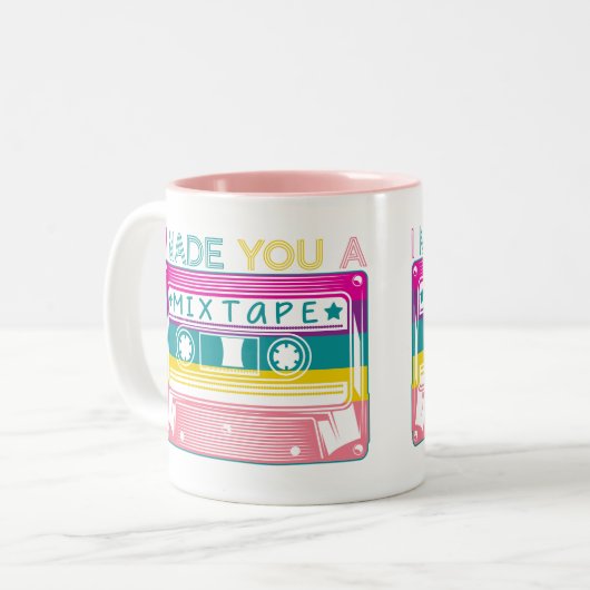 Mix Tape Retro 80s Cassette  Tech Nostalgie Tweekleurige Koffiemok (Voorkant links)