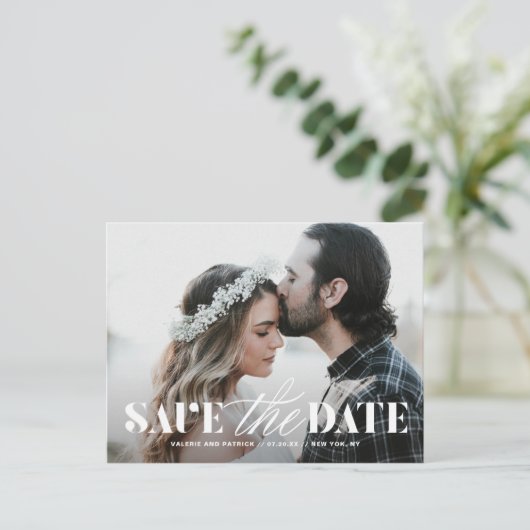 Mix Typography Classic Photo Bewaar de datum Aankondigingskaart (Staand voorkant)