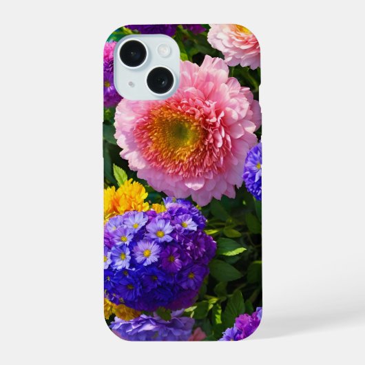 Mix van bloemen iPhone 15 case (Achterkant)