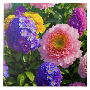 Mix van bloemen tegeltje