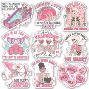 Mix van Funny Retro Anti-Valentijn Club Vinyl Sticker