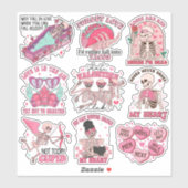 Mix van Funny Retro Anti-Valentijn Club Vinyl Sticker (Vel)