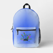 Mix van tinten van blauw Vredesbord Scrolls Sterre Bedrukte Rugzak (Voorkant)