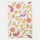 Mix van verse pasta en tomaten theedoek (Verticaal)