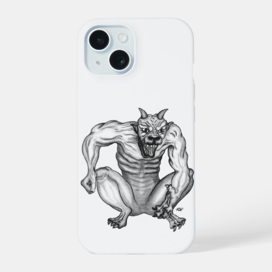 MixCreature Troll Golem Devil, Black and White iPhone 15 Case (Achterkant)