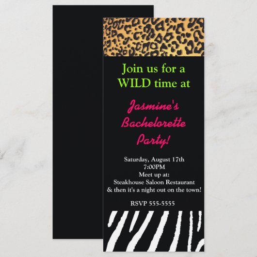 Mixed Animal Print Cheetah Zebra Leopard Party Kaart (Voorkant / Achterkant)