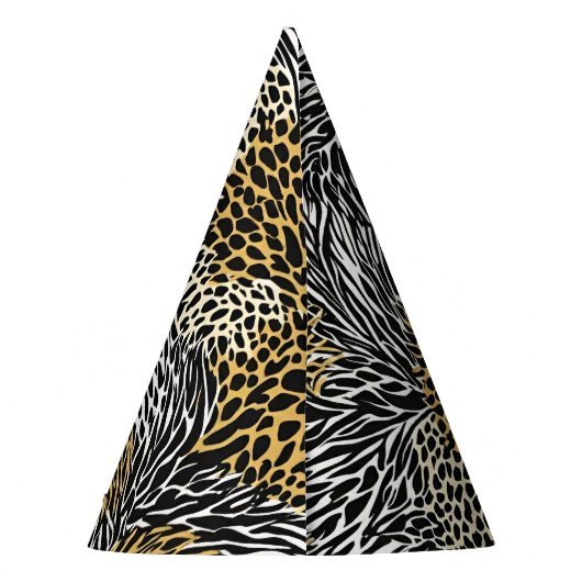 Mixed Animal Print Zebra Leopard Tiger Mixed Print Feesthoedjes (Achterkant)